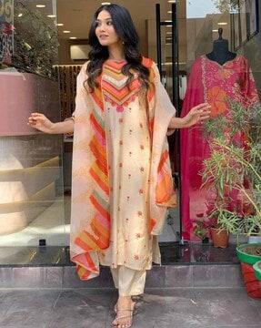 women floral print straight kurta set