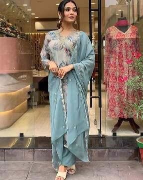 women floral print straight kurta set