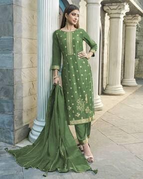 women floral print straight kurta suit set