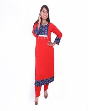 women floral print straight kurta suit set