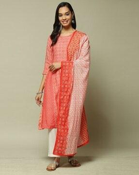 women floral print straight kurta suit set