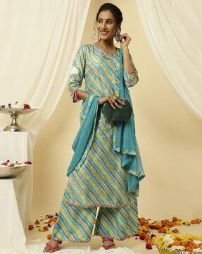 women floral print straight kurta suit set