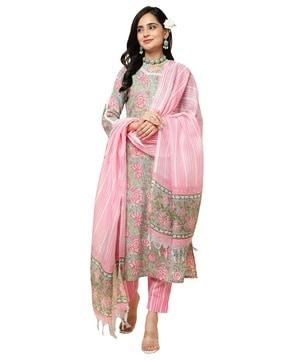 women floral print straight kurta suit set