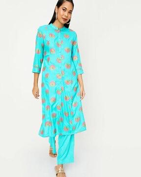 women floral print straight kurta with palazzos