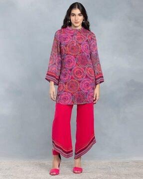 women floral print straight kurta with palazzos