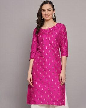 women floral print straight kurta with palazzos