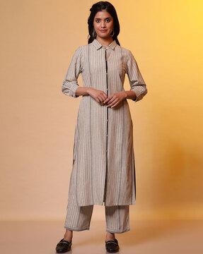 women floral print straight kurta with palazzos