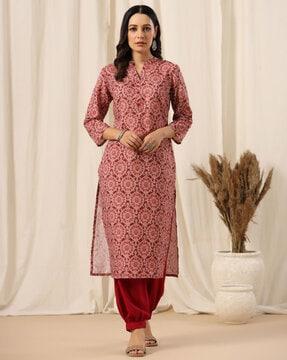 women floral print straight kurta