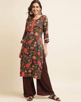 women floral print straight kurta