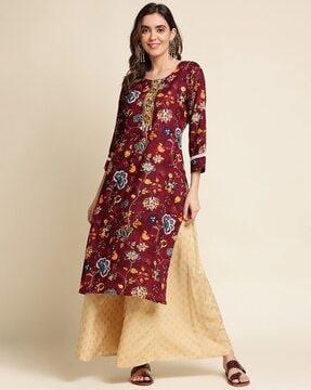 women floral print straight kurta