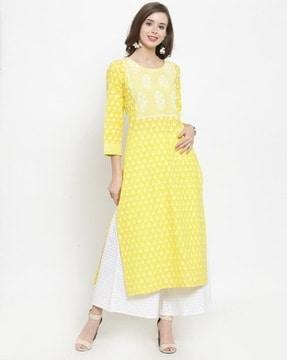 women floral print straight kurta