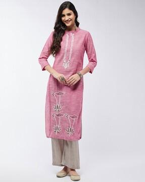 women floral print straight kurta