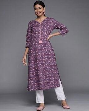 women floral print straight kurta