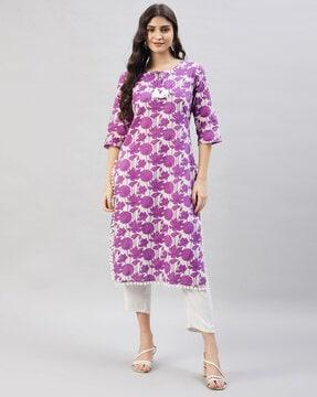 women floral print straight kurta