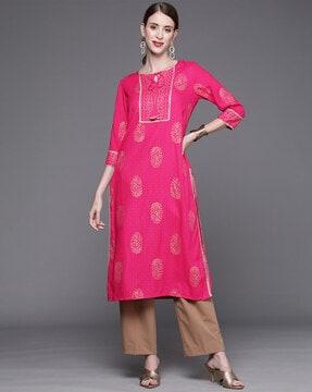 women floral print straight kurta