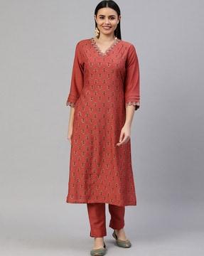 women floral print straight kurta