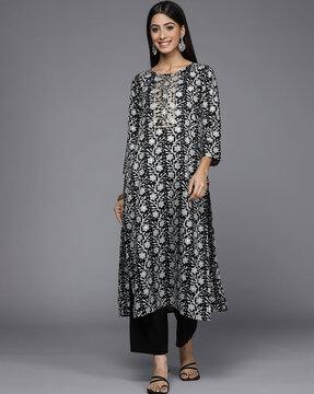 women floral print straight kurta