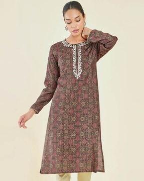 women floral print straight kurta