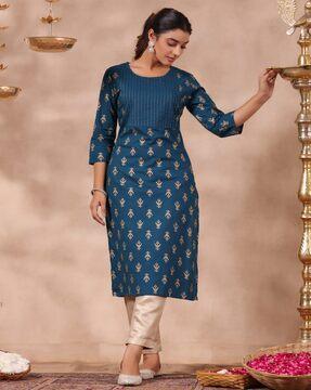 women floral print straight kurta