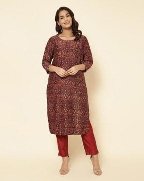 women floral print straight kurta