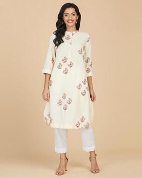 women floral print straight kurta