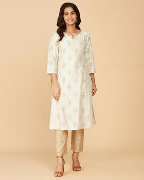 women floral print straight kurta