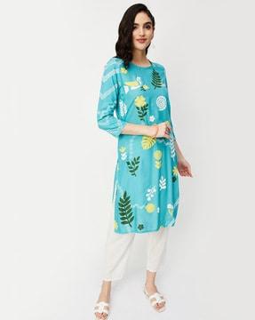 women floral print straight kurta