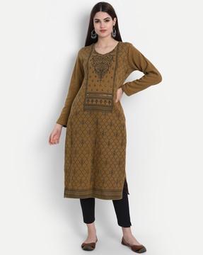 women floral print straight kurta