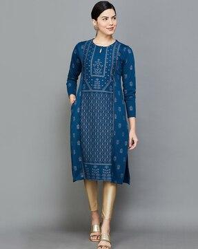 women floral print straight kurta