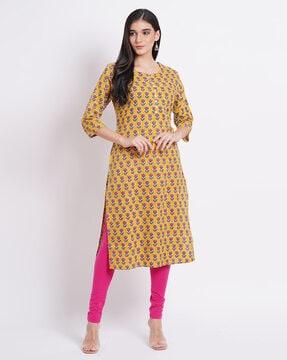 women floral print straight kurta