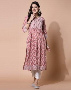 women floral print straight kurta