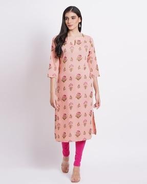 women floral print straight kurta