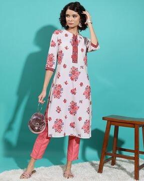 women floral print straight kurta