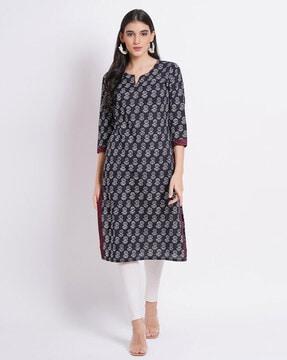 women floral print straight kurta