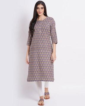 women floral print straight kurta