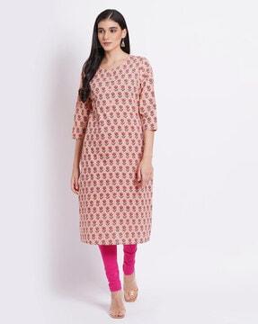 women floral print straight kurta