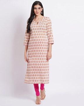 women floral print straight kurta