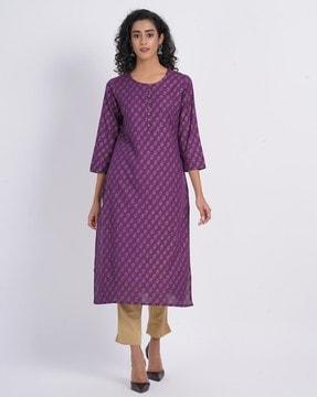 women floral print straight kurta