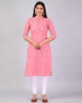 women floral print straight kurta