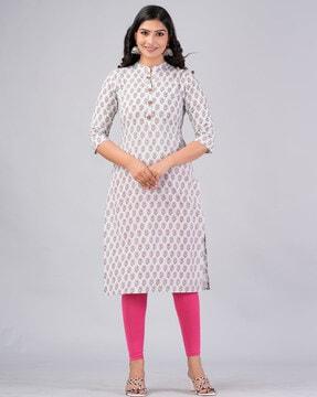 women floral print straight kurta