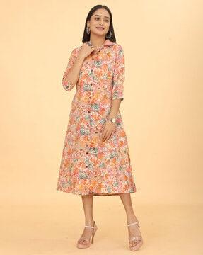 women floral print straight kurta