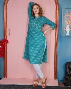 women floral print straight kurta