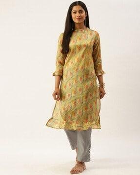 women floral print straight kurta