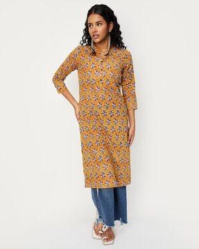 women floral print straight kurta