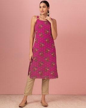 women floral print straight kurta