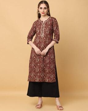 women floral print straight kurta