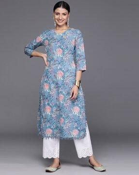 women floral print straight kurta