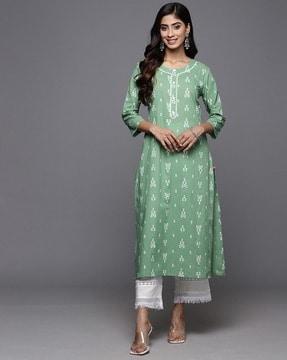 women floral print straight kurta