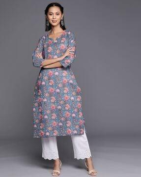 women floral print straight kurta