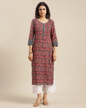 women floral print straight kurta